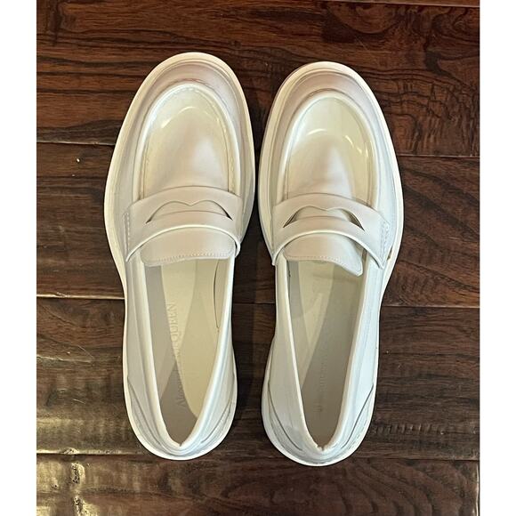 $1,495 NEW Alexander McQueen White Leather Tread Penny Loafers Platform 43(10) main image 9